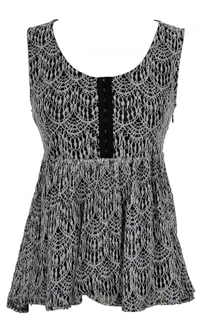 Lydia Lace Babydoll Top in Black